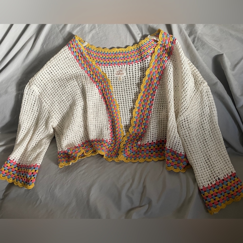 Rare Billabong x Wrangler Multicolor Crochet Cardigan
